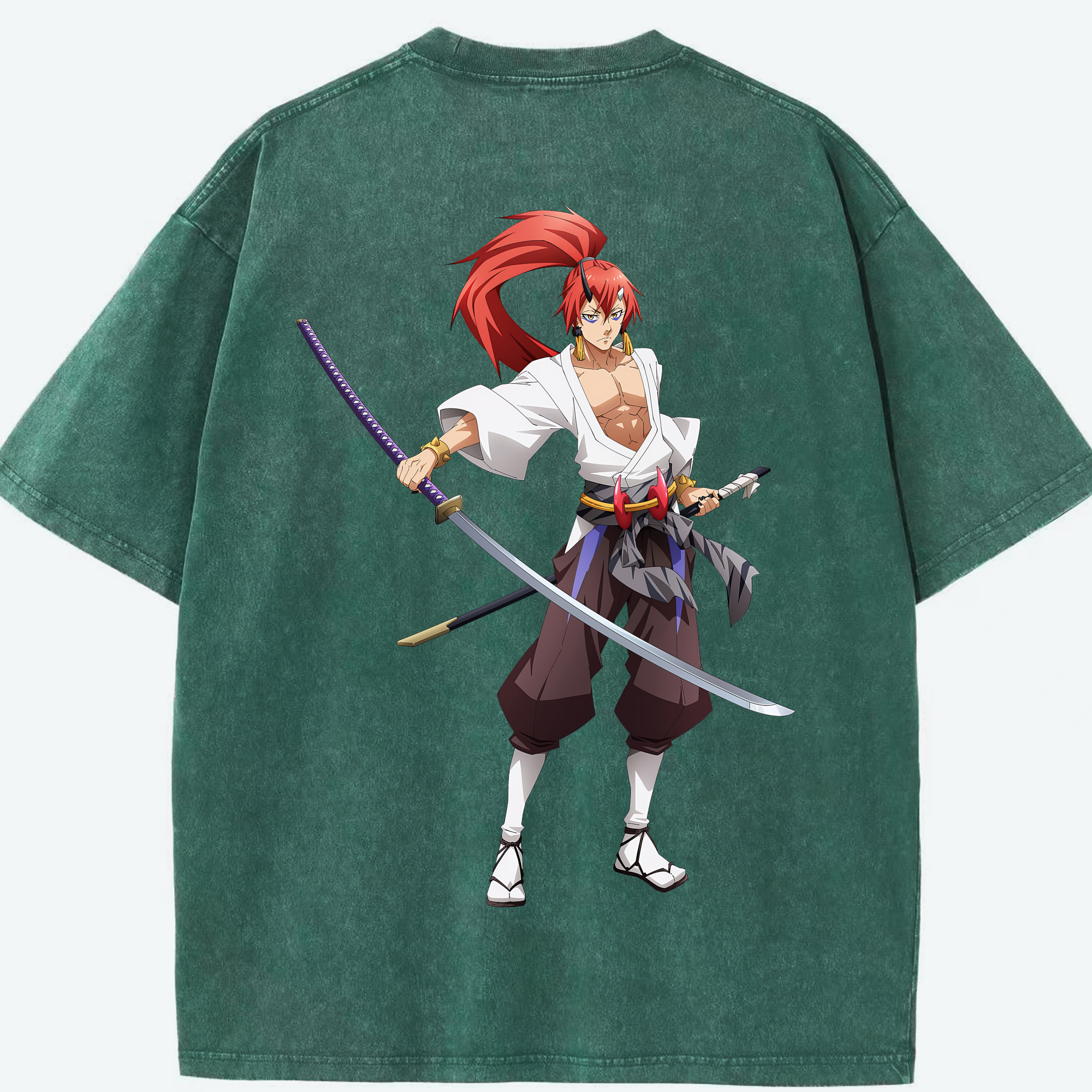 （画像用） 転スラ Regarding Reincarnated to Slime 綿100% ヴィンテージ風 半袖Tシャツ（背面プリント）